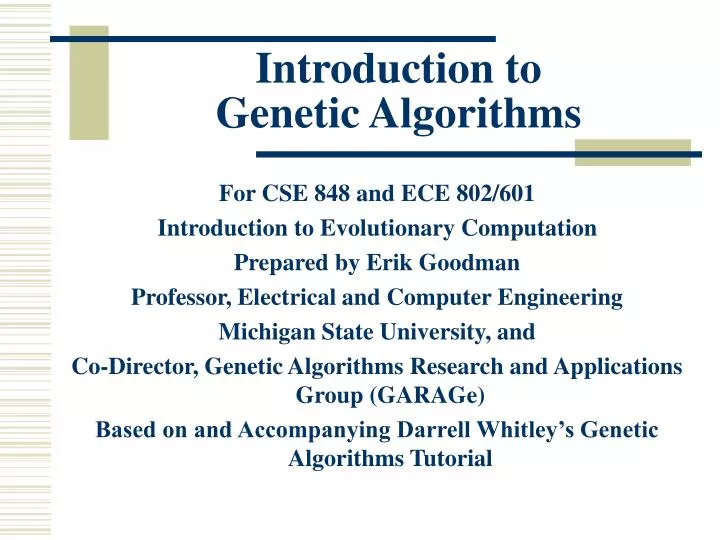 introduction to genetic algorithms n.