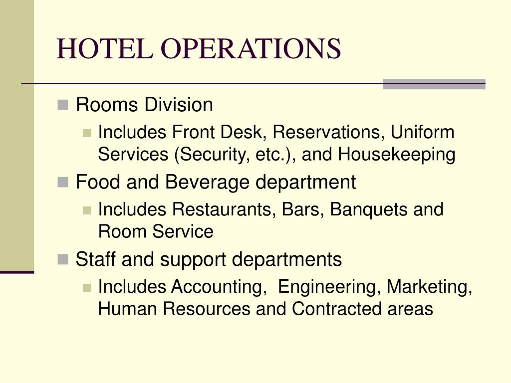 case study about operations of a hotel