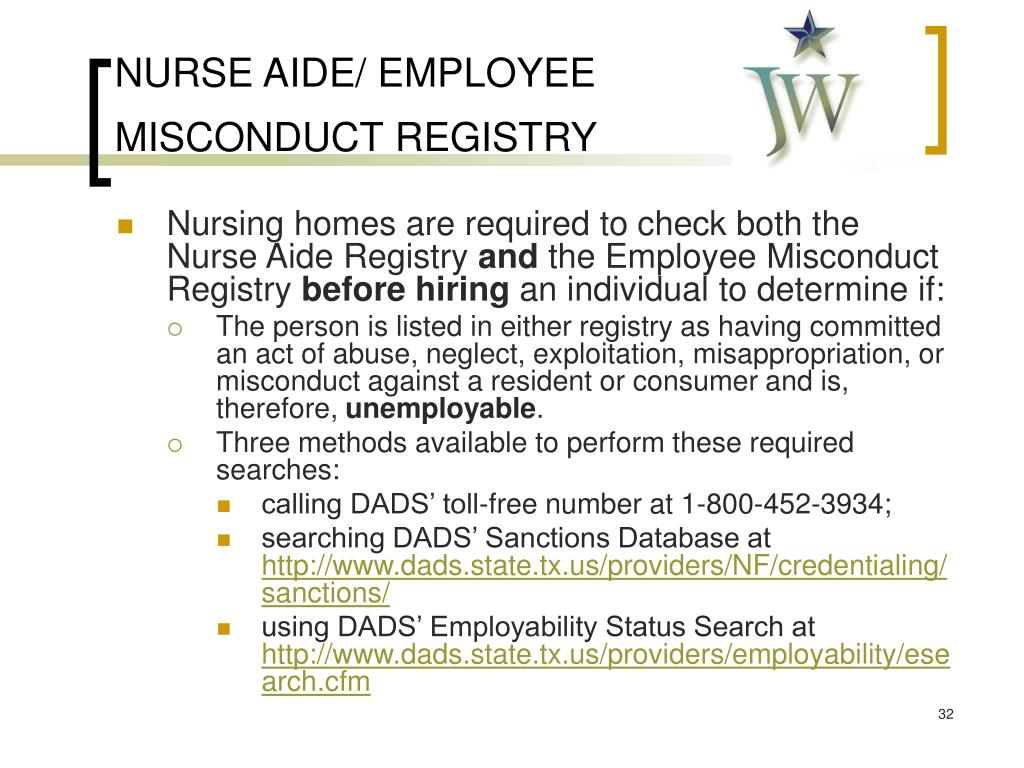 PPT LEGAL ISSUES IMPACTING NURSING HOMES CRIMINAL HISTORY, EXCLUSION SEARCHES, and SEX