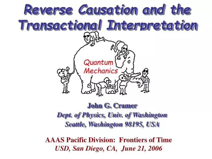 reverse causation and the transactional interpretation n.