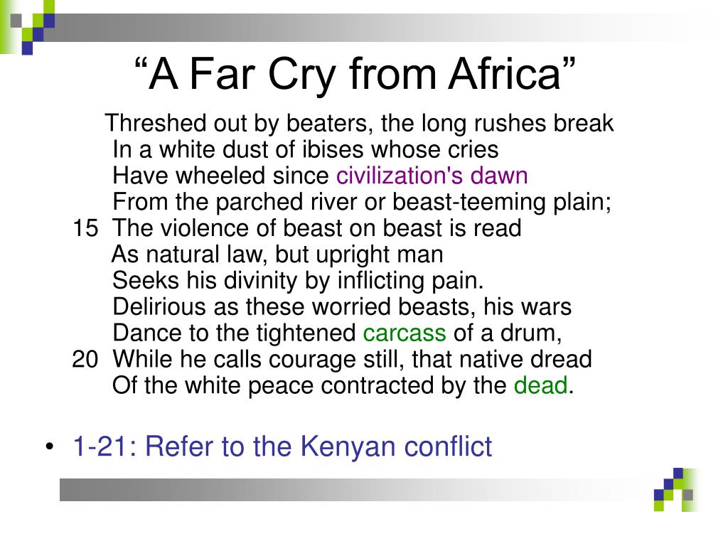 poetry essay on a far cry from africa