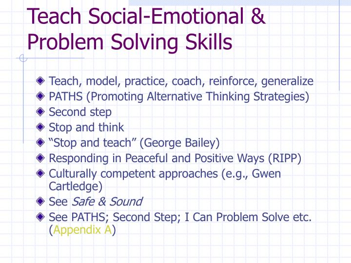 social emotional problem solving goal