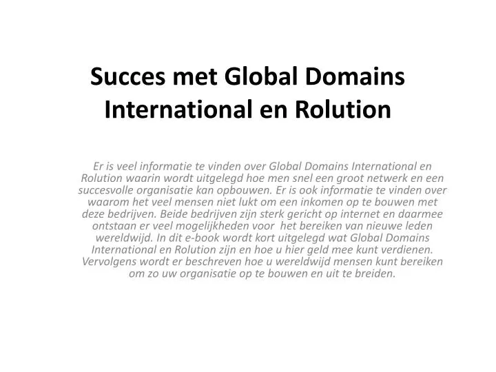 succes met global domains international en rolution n.