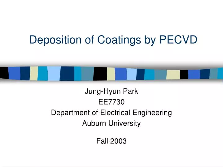 deposition of coatings by pecvd n.