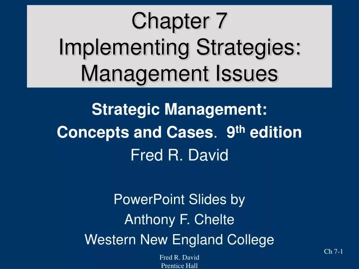 chapter 7 implementing strategies management issues n.