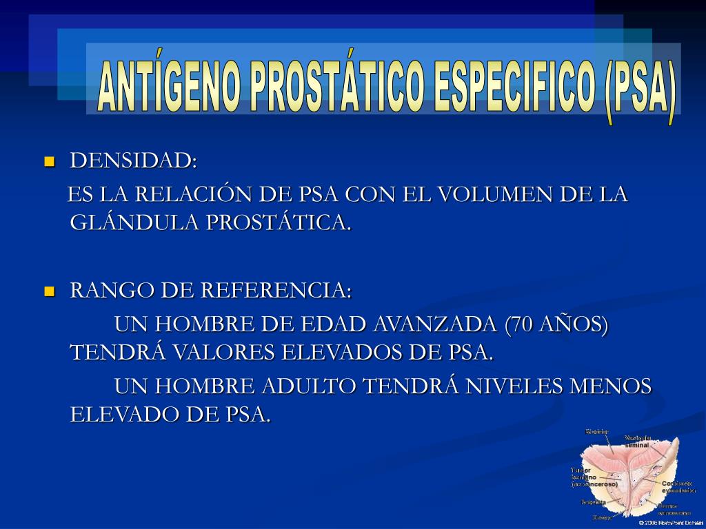 valores de antígeno prostático específico p s a