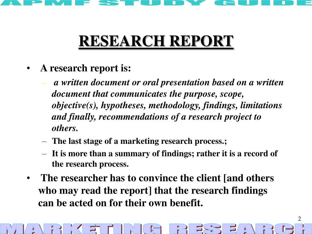 preparation and presentation of research report