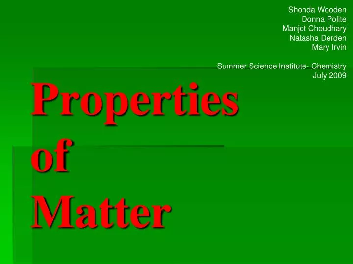 properties of matter n.