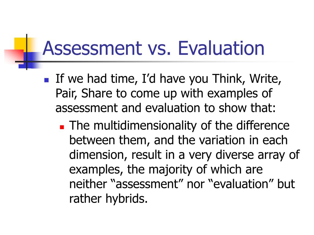 Ppt The Difference Between Assessment And Evaluation Powerpoint