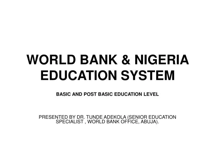 world bank education projects in nigeria