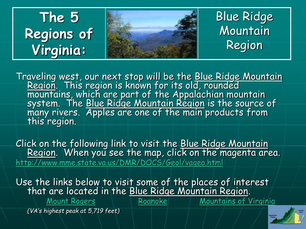 Ppt The 5 Regions Of Virginia A Virtual Field Trip Powerpoint
