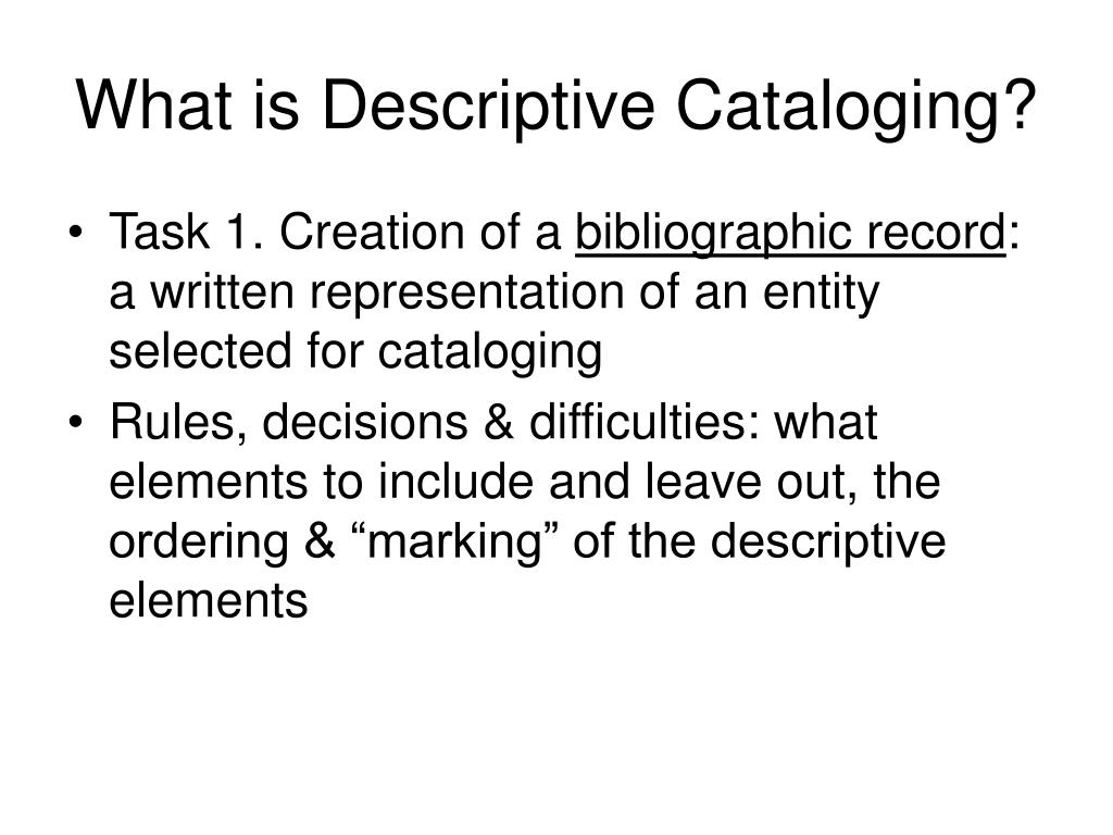 PPT - Descriptive Cataloging of Monographs PowerPoint Presentation ...