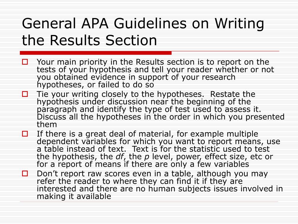 apa results section