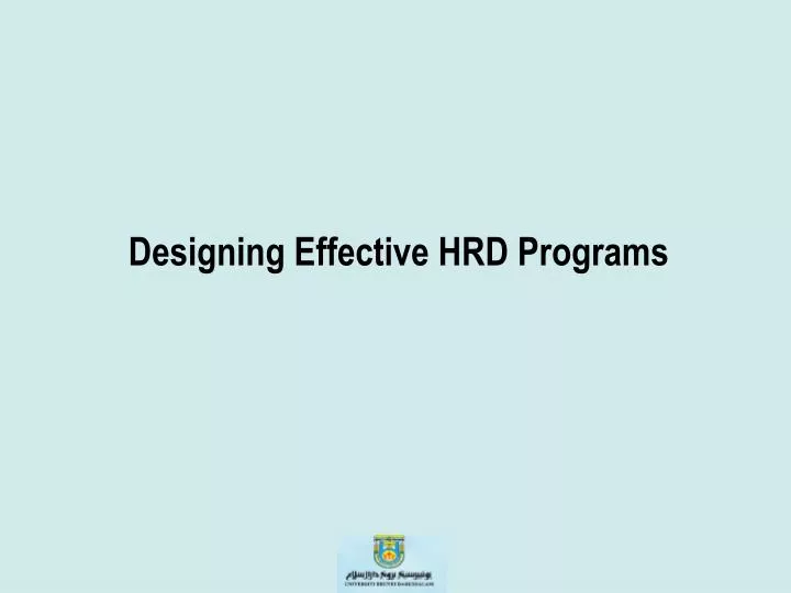 designing effective hrd programs n.