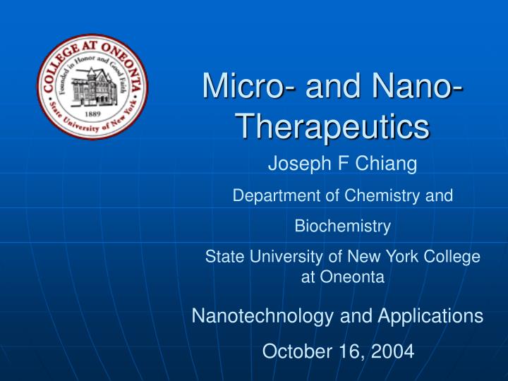 micro and nano therapeutics n.