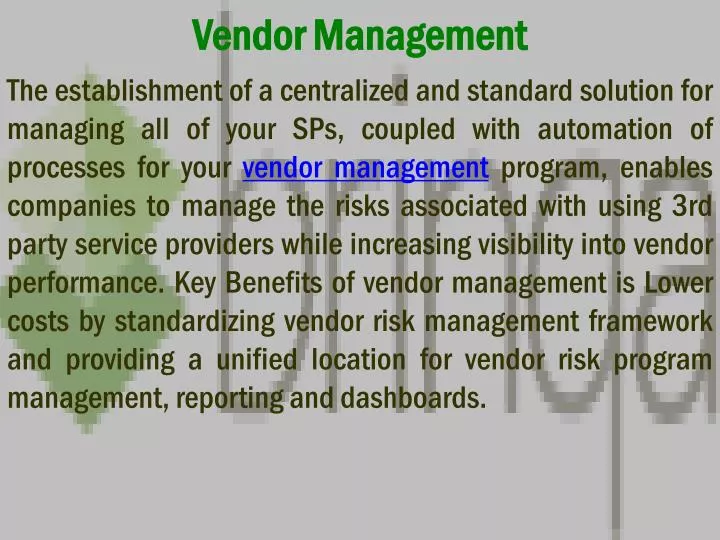 vendor management n.
