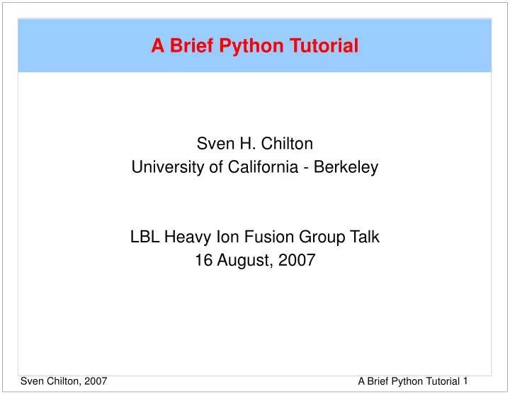PPT - A Brief Python Tutorial PowerPoint Presentation, free download ...