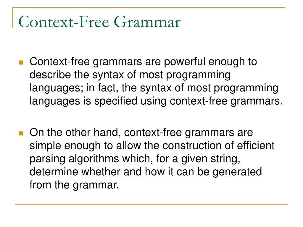 constructing context free grammars