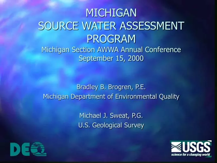 PPT MICHIGAN SOURCE WATER ASSESSMENT PROGRAM Michigan Section AWWA