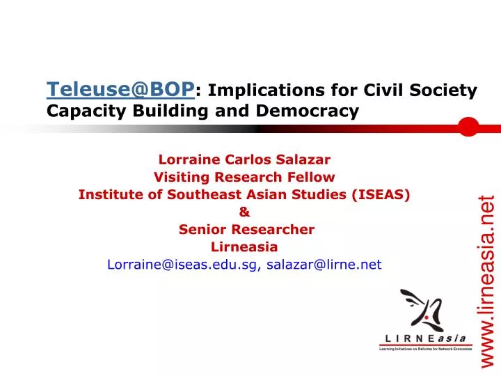 teleuse@bop implications for civil society capacity building and democracy n.