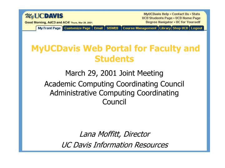 myucdavis web portal for faculty and students n.