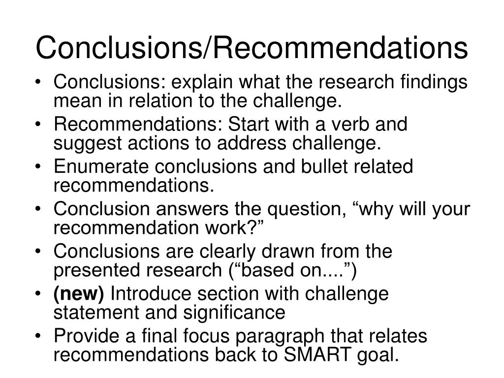 conclusions and recommendations are presented
