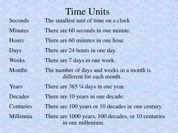 What is the smallest unit of time measurement now in use at leo rey blog
