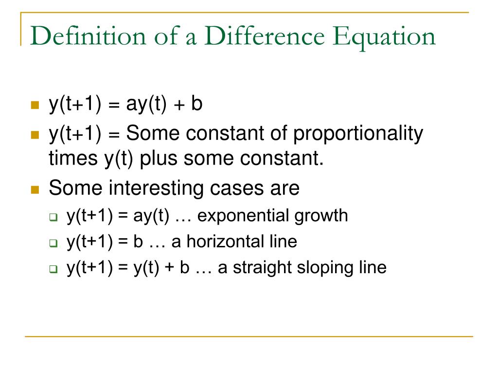 PPT - An Introduction to First-Order Linear Difference Equations With ...