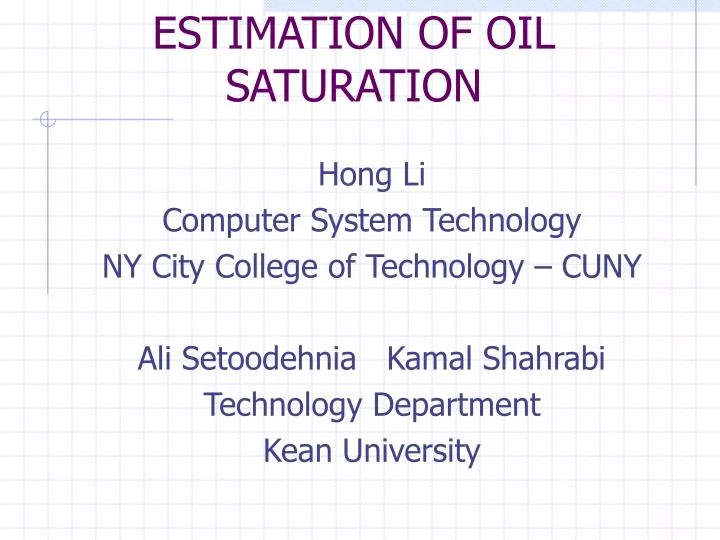estimation of oil saturation n.
