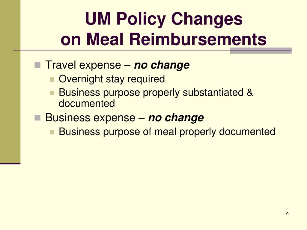 travel meal reimbursement policy