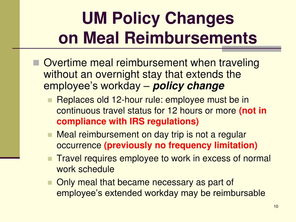 travel meal reimbursement policy