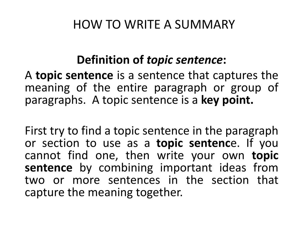 summary writing definition