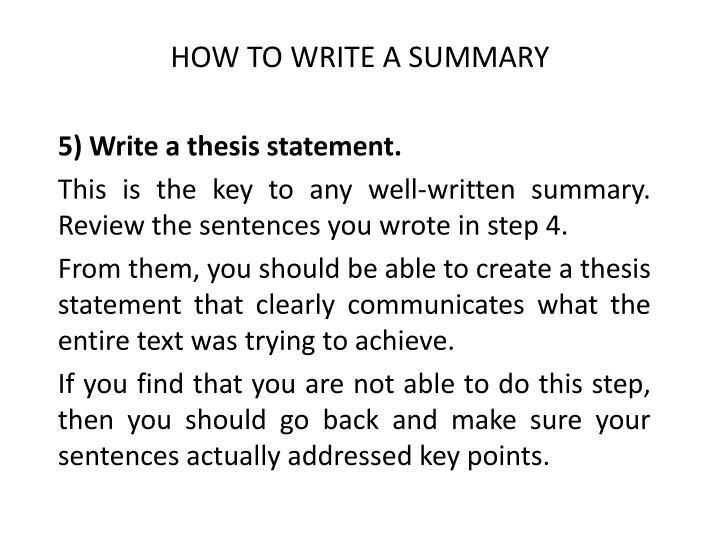 how to write a summary in a presentation