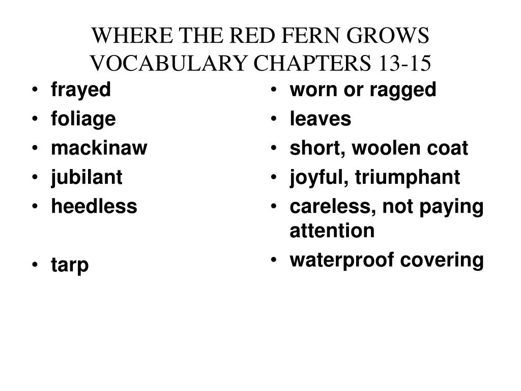 Ppt Where The Red Fern Grows Vocabulary Chapters 1 3 Powerpoint Ppt Where The Red Fern Grows Vocabulary Chapters 1 3 Powerpoint