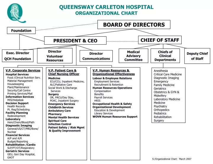 Sample Hospital Organizational Chart
