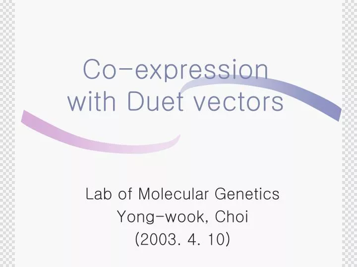 co expression with duet vectors n.