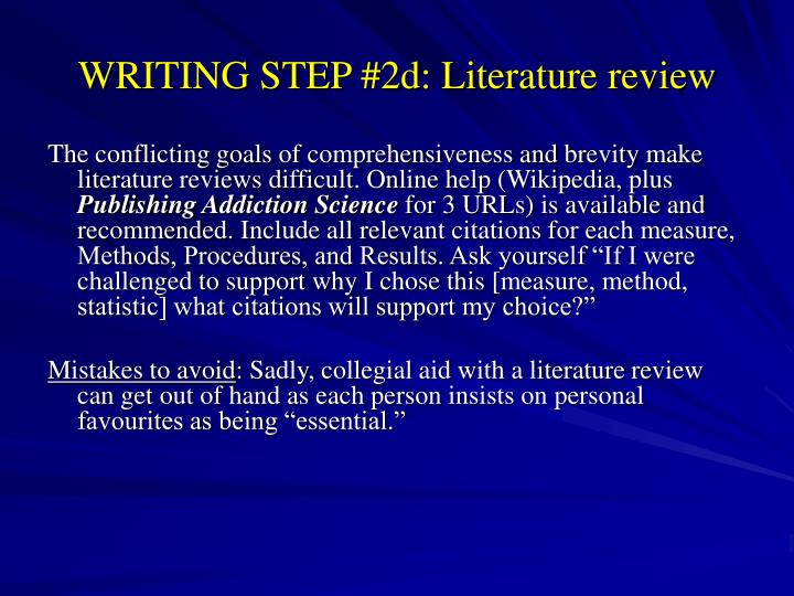 Writing A Scientific Literature Review
