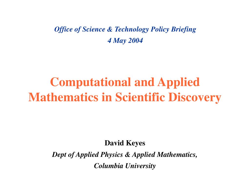 Ppt computational and applied mathematics in scientific discovery