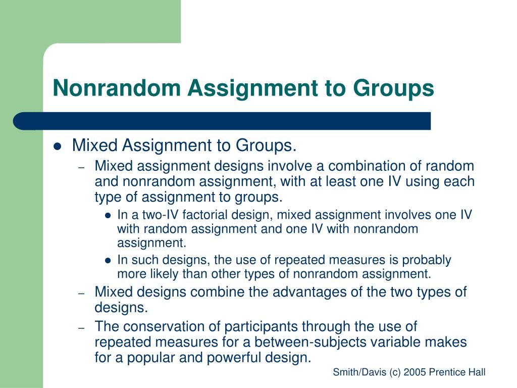 definition of nonrandom assignment of research participants