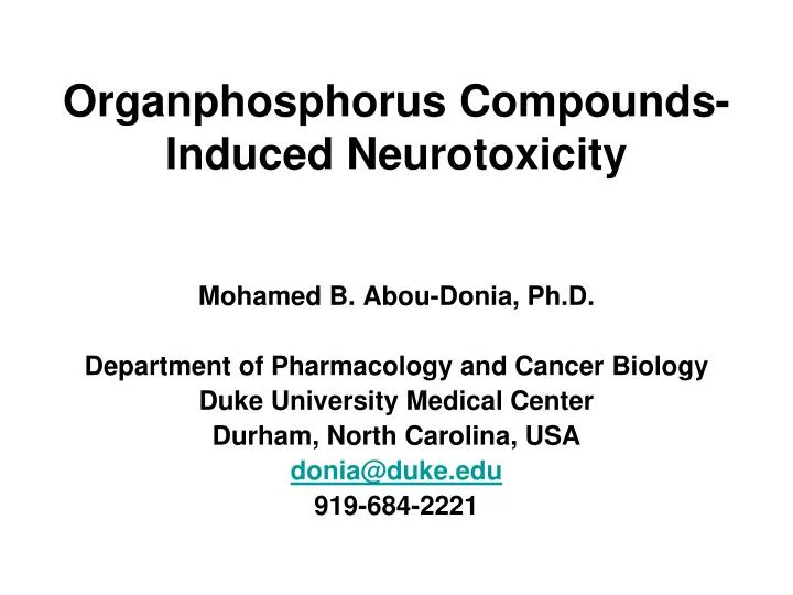 organphosphorus compounds induced neurotoxicity n.