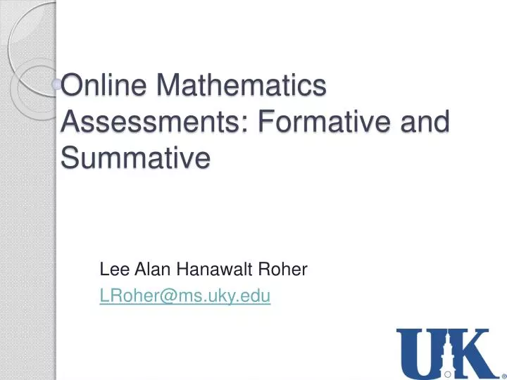 PPT Online Mathematics Assessments Formative and Summative