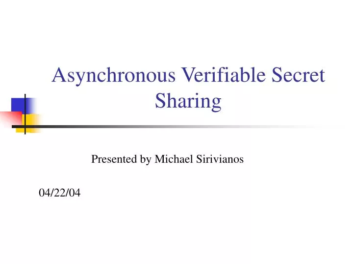 asynchronous verifiable secret sharing n.
