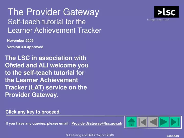 the provider gateway self teach tutorial for the learner achievement tracker n.