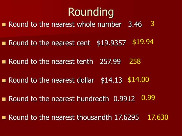 Rounding To The Nearest Cent