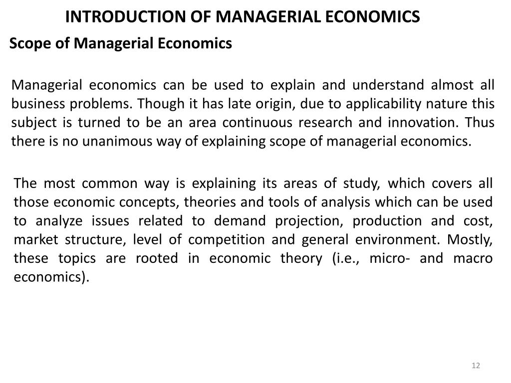 application of managerial economics