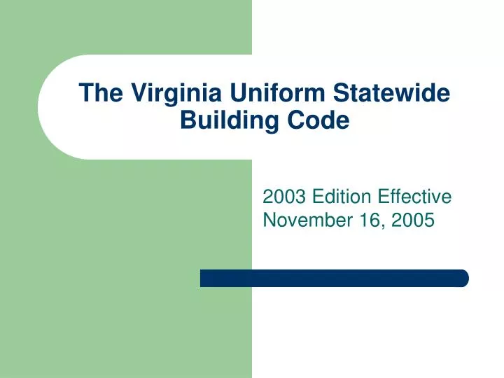 PPT The Virginia Uniform Statewide Building Code PowerPoint