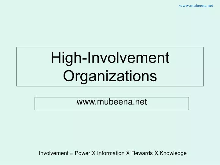 high involvement organizations n.