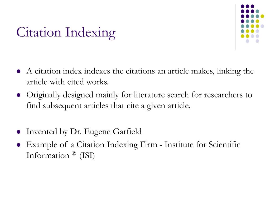 citation index of research paper