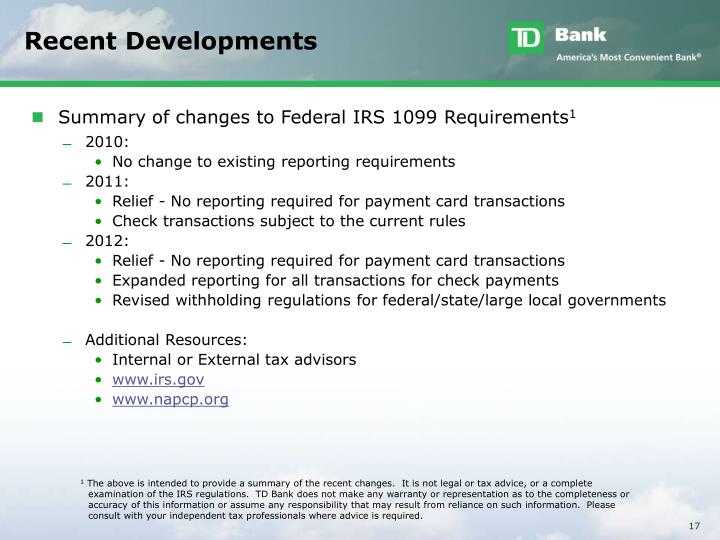 bank td form 1099 Commercial CTP Card McHugh,  Sales PPT Neil  VP, D.