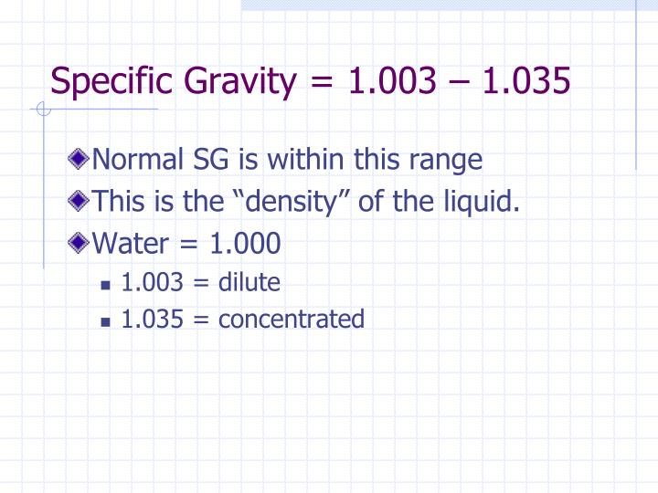 specific gravity lab values